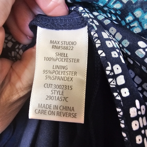 Max Studio Shirred Flowy Midi Lined Dress Blue Teal Size‎ M Medium - Picture 11 of 12